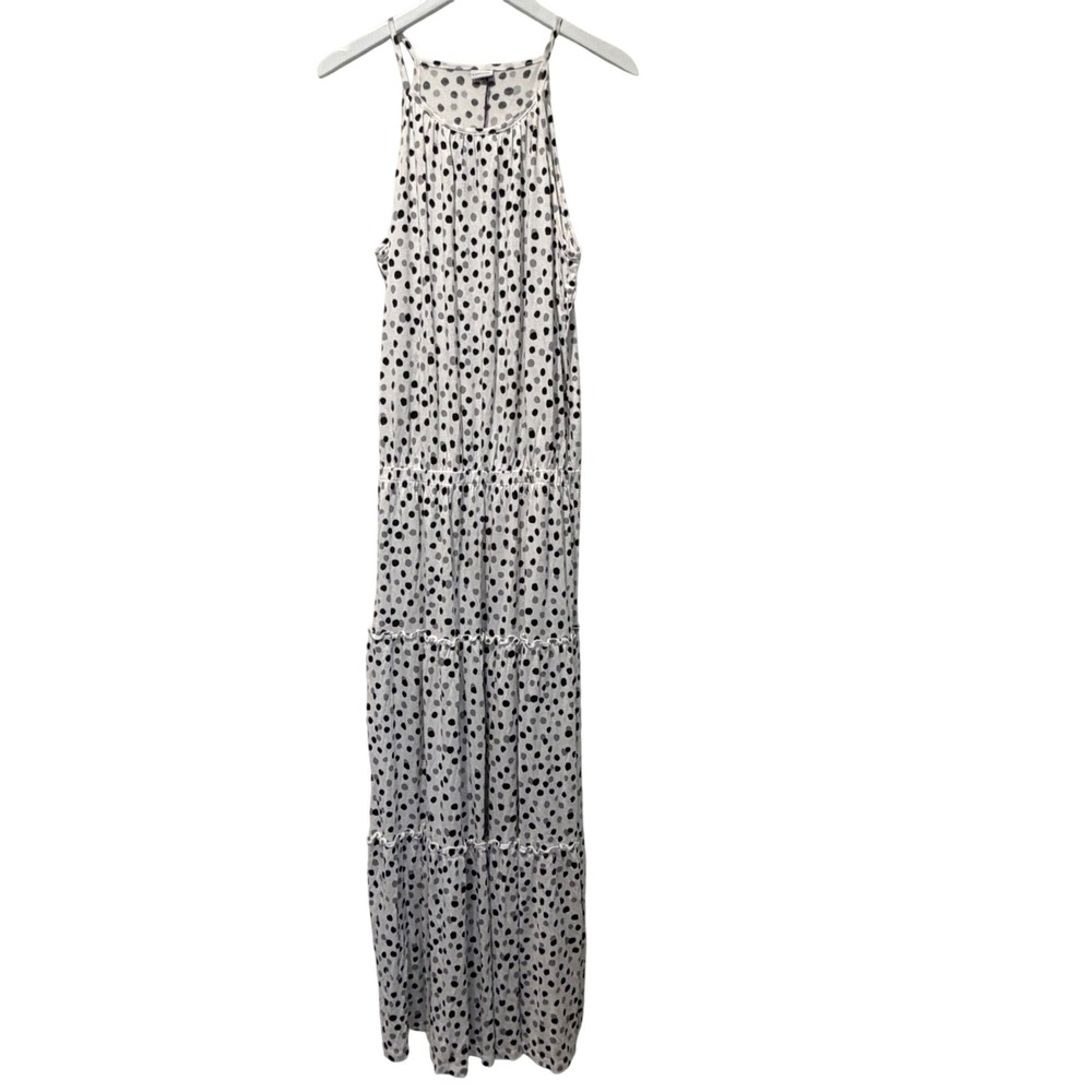 Lascana Women White Polka Dot Tiered Maxi Dress Halter Neck Size 10 NEW